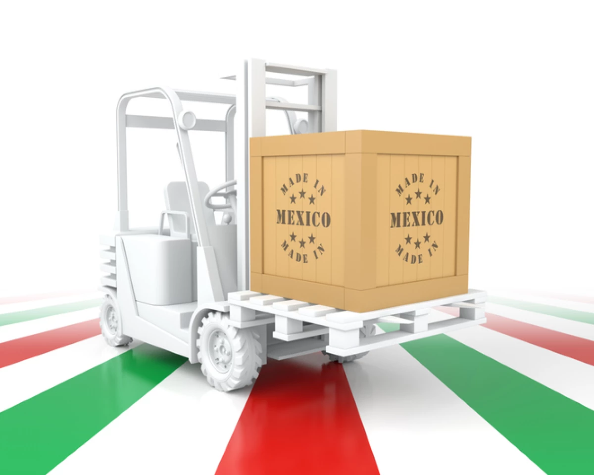 Forklift Truck with Mexico Flag Color. Made in Mexico.
