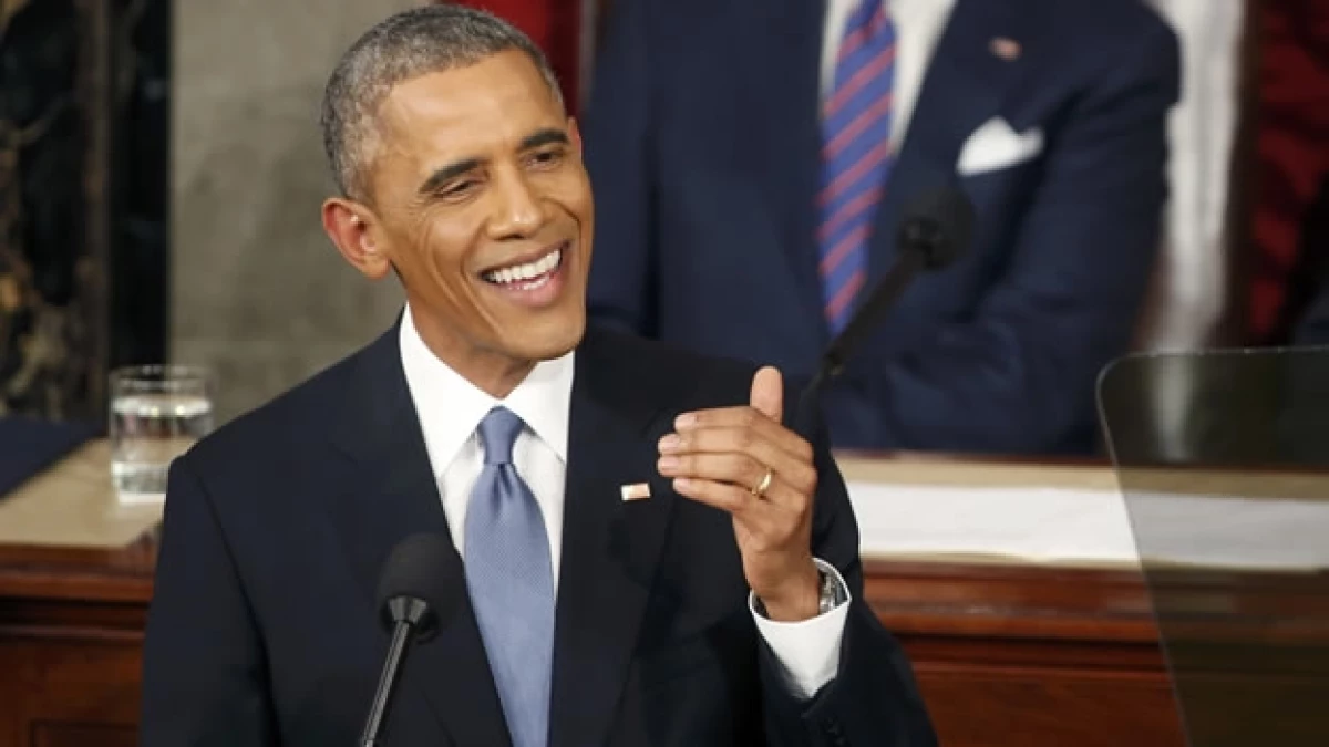 El presidente Barack Obama dando su mensaje este martes ante el Congreso de Estados Unidos