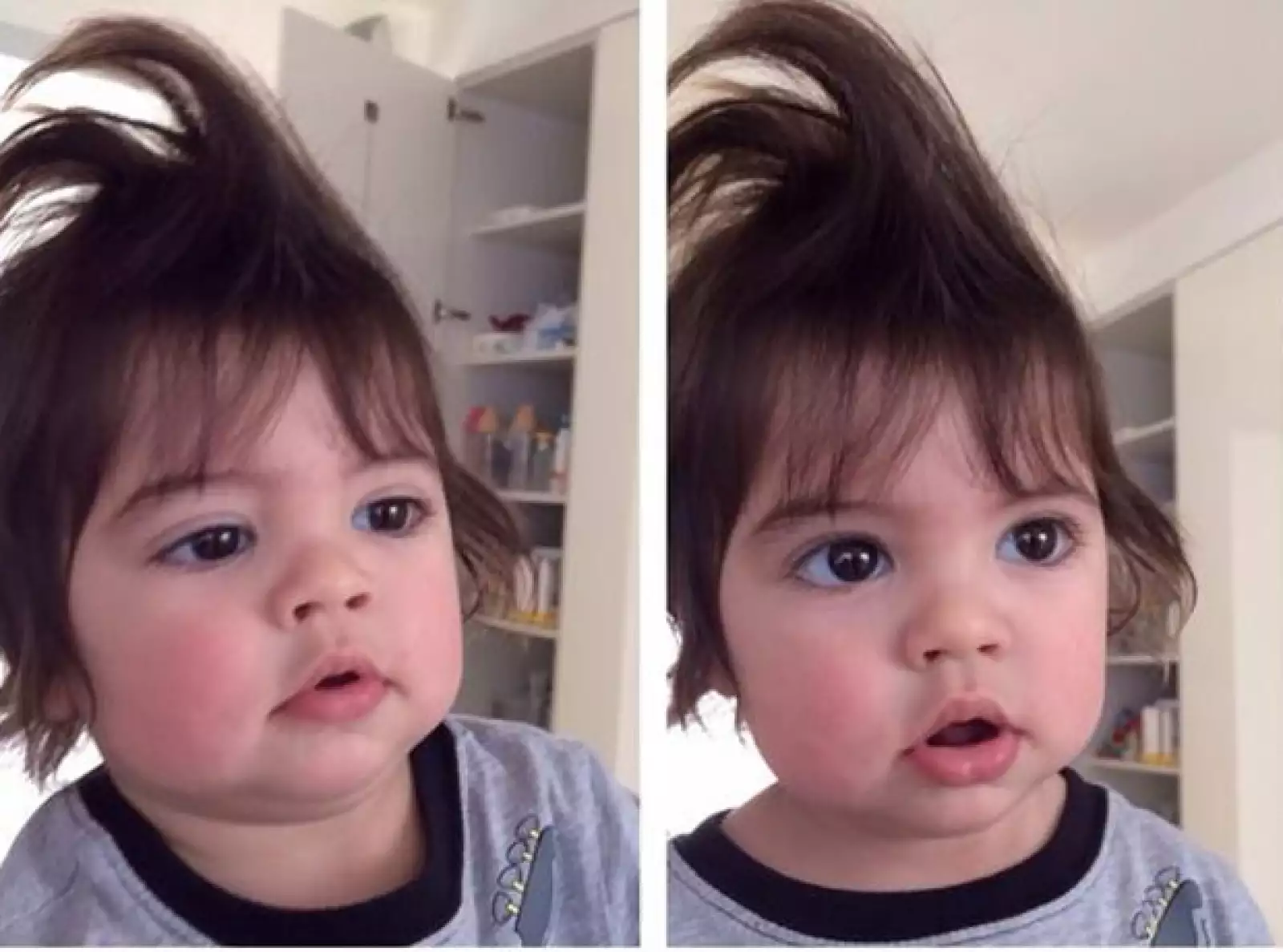 La cantante compartió a través de Instagram una adorable fotografía en la que vemos el divertido peinado que le hizo a su hijo.