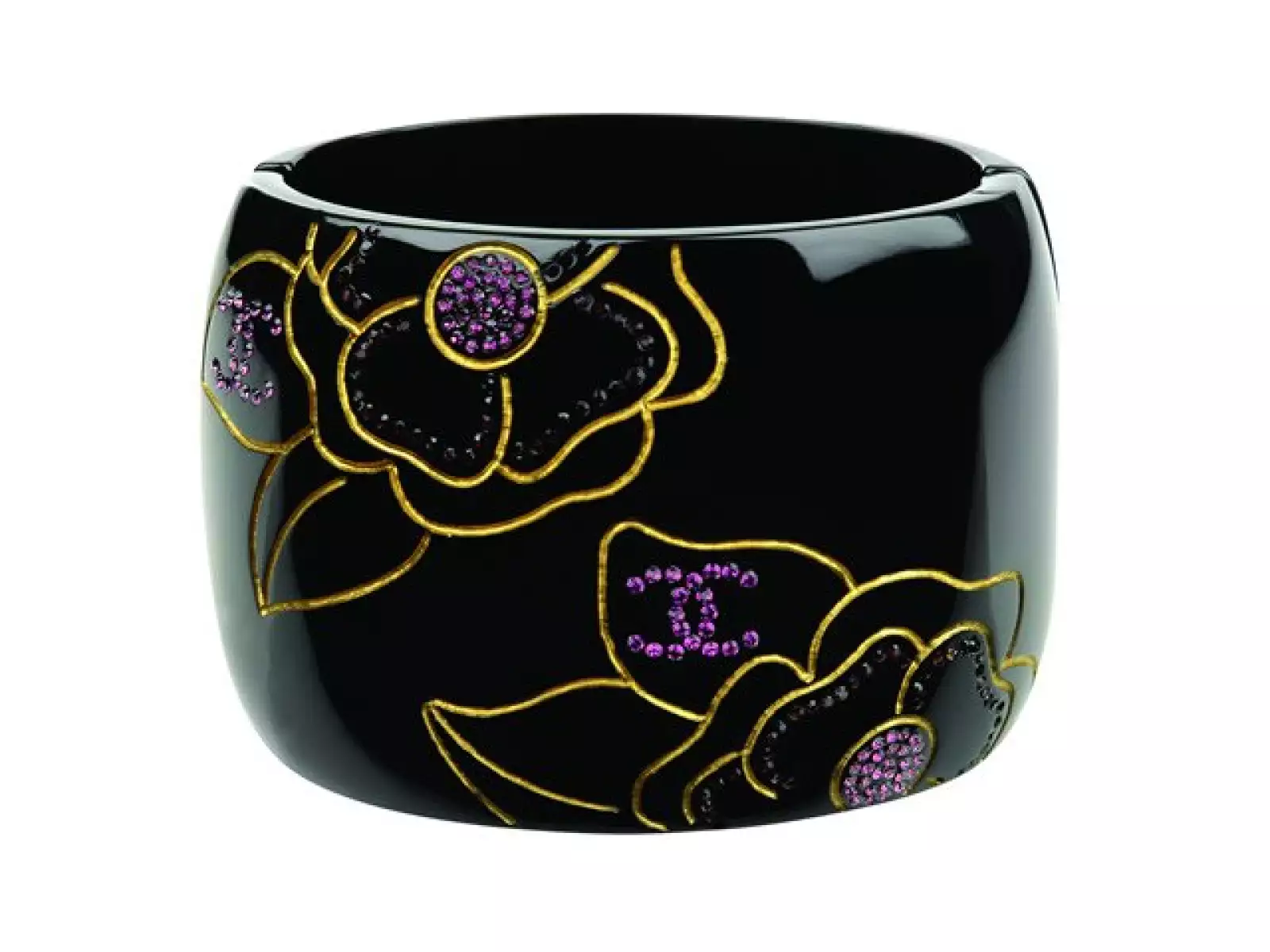 Pulsera de resina con diseño floral de Chanel.