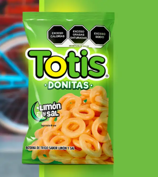 La imagen muestra una bolsa de verde de los Totis clásicos. 