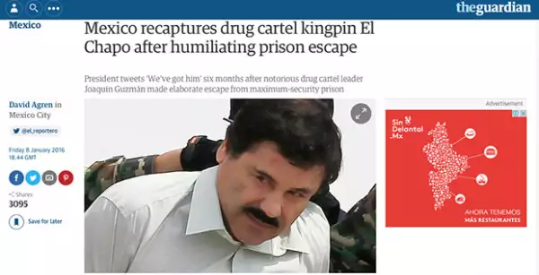 The Guardian recordó el último escape de 'El Chapo'.