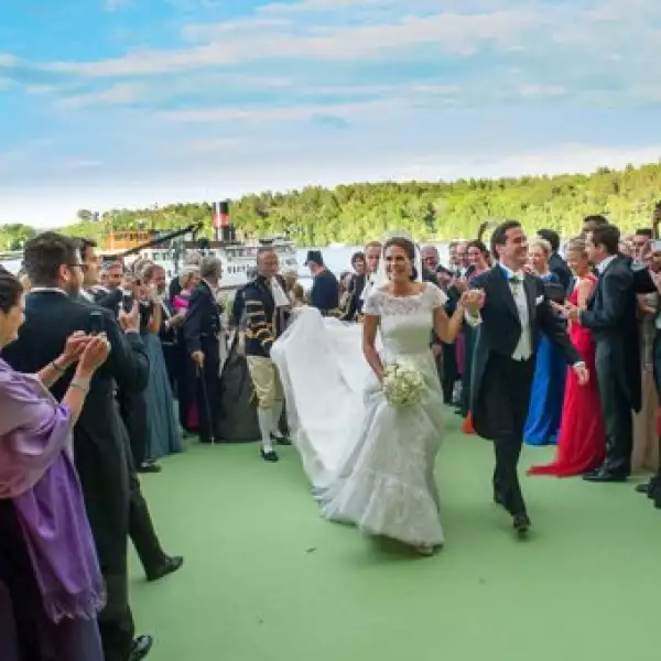 Magdalena de Suecia y Christopher O´Neill a su llegada al banquete en su honor.