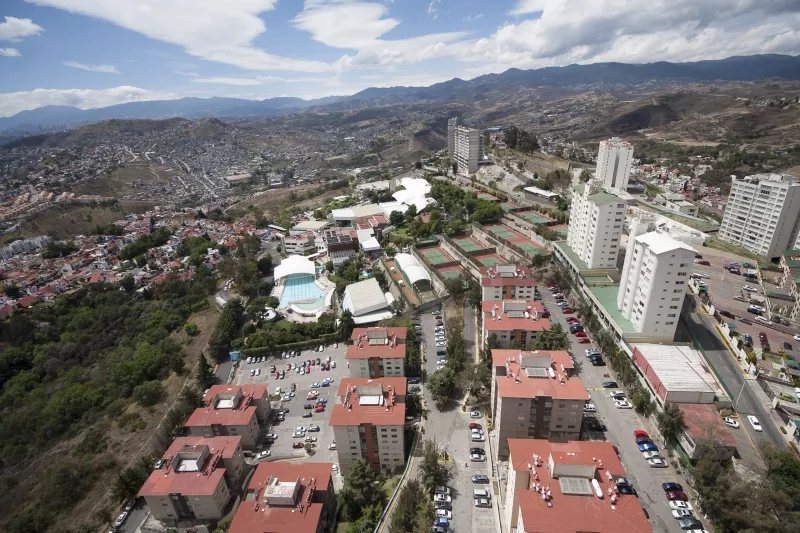 Aerial view of middle class urban living district