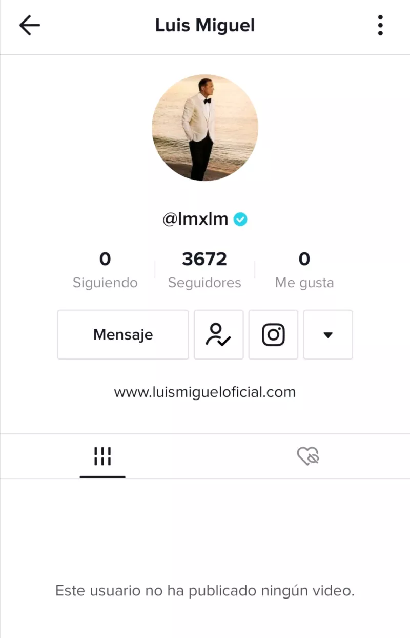 Cuenta de Tik Tok de Luis Miguel