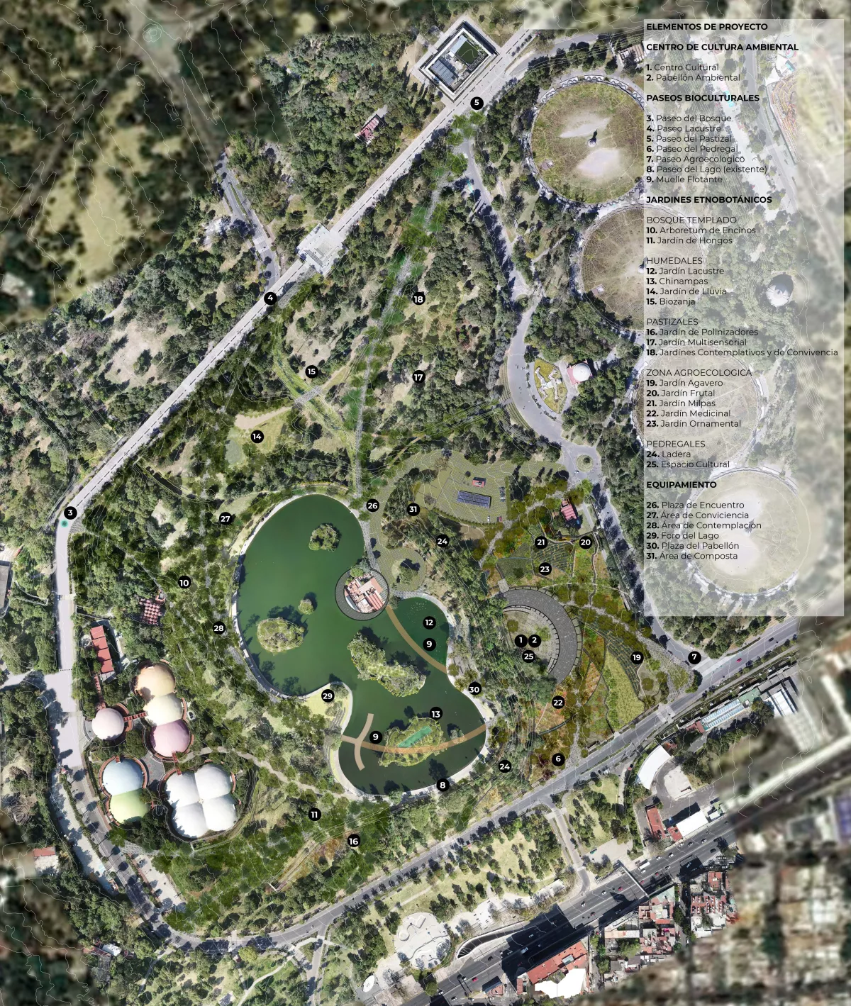 PLANTA GENERAL DE Centro de Cultura Ambiental y Jardines Etnobot´ánicos del nuevo Bosque de Chapultepec