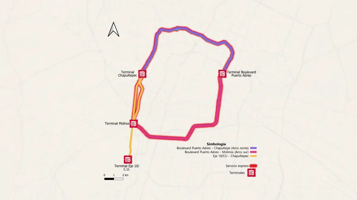 Mapa de la ruta de la proyectada Línea 0 del metrobús