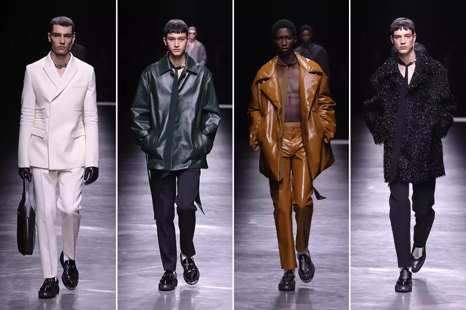 El director creativo de Gucci Sabato de Sarno arrancó la Semana de la Moda Masculina de Milán con la presentación de su primera colección de hombre para la firma italiana.