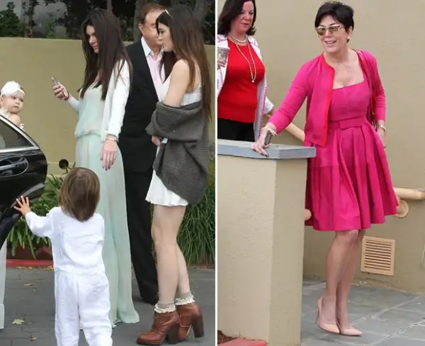 Los looks de las Jenner remitieron a la década de los 70. Kris destacó por su vestido fucsia.