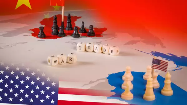 USA and China trade war concept with american flag and china flag.
