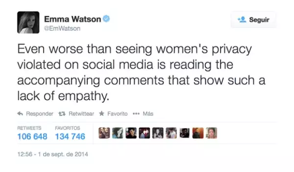 La actriz que sorprendió con su reciente discurso sobre el feminismo repudió las acciones del hacker que filtró la intimidad de cientos de mujeres famosas.
