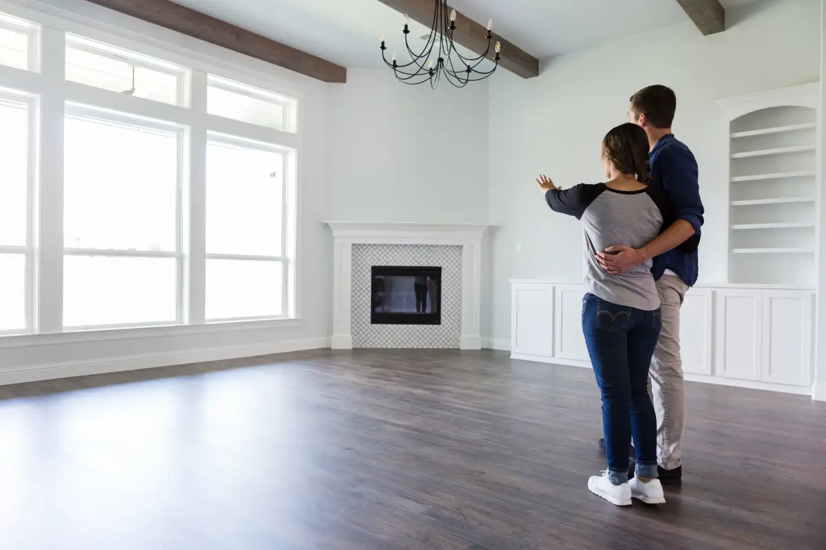 Young couple plan home decor in new home