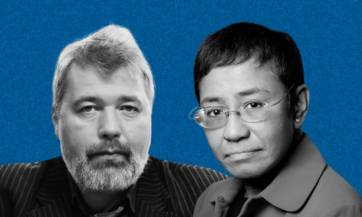 Dmitri Muratov y Maria Ressa, premios Nobel de la paz 2021 sobre imagen