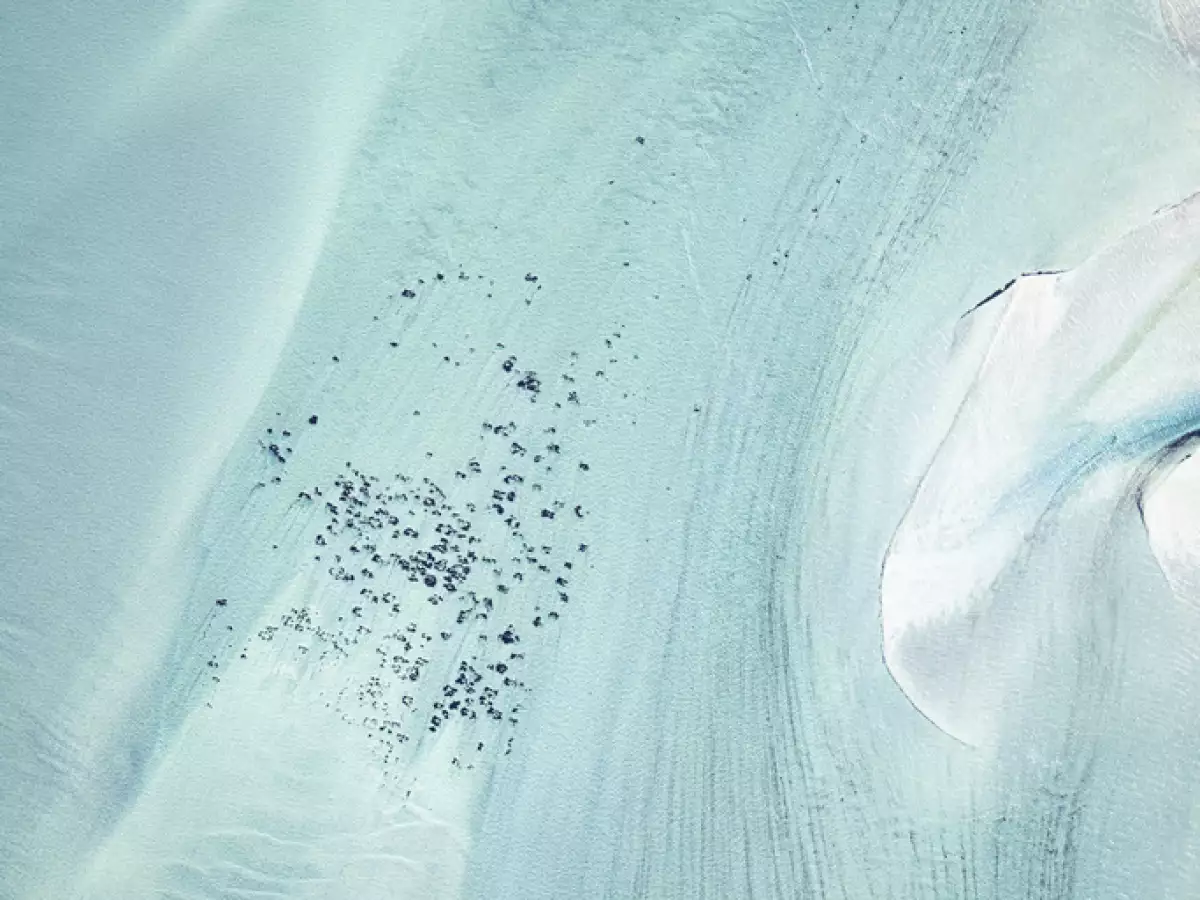 Mar turquesa fusionado con arenas blancas
