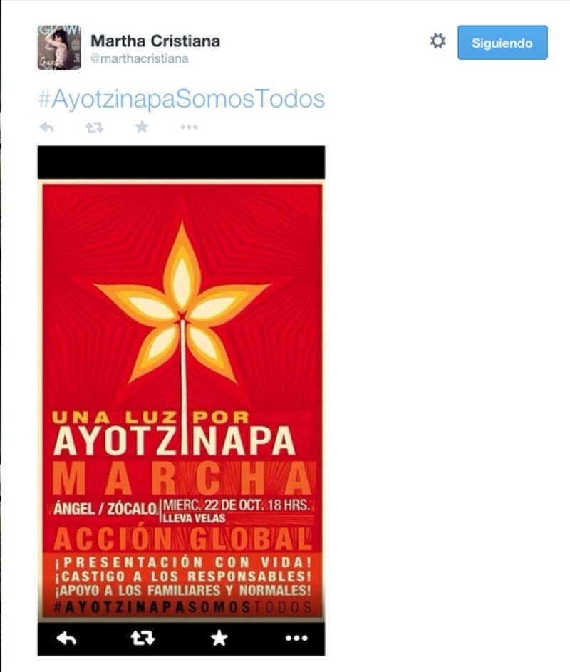 La actriz Martha Cristiana convocó a la movilización desde sus redes sociales.