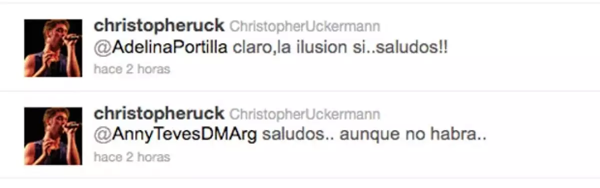Christopher Uckermann publicó en Twitter que sí existe la ilusión de que RBD se reencuentre.