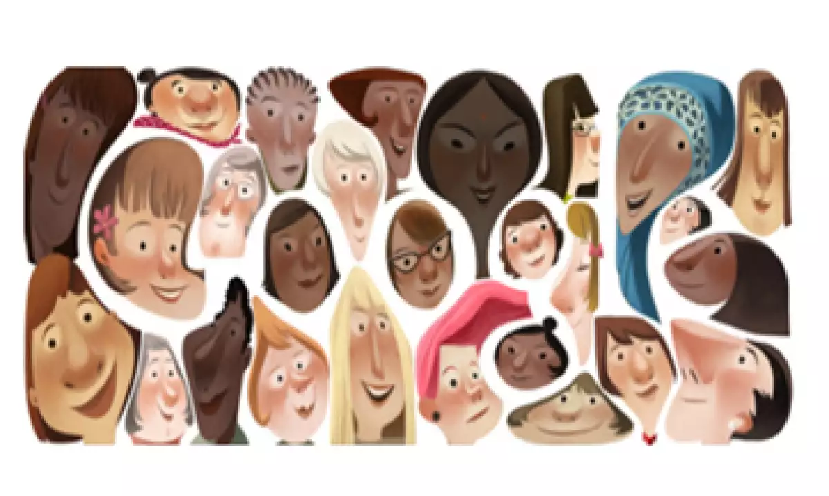 El doodle de este viernes muestra los rostros de mujeres de diferentes nacionalidades. (Foto tomada de google.com)