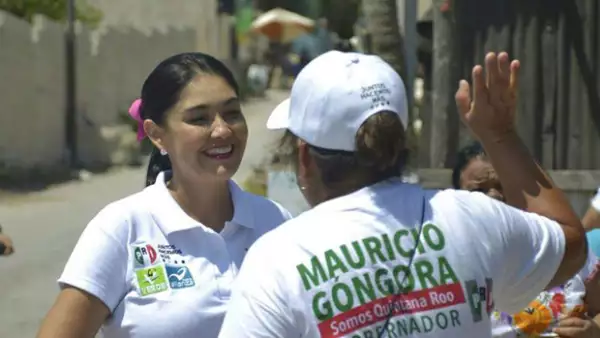 Cinthya Osorio. La esposa del abanderado priista, Mauricio Góngora, se ha mostrado cercana a los quintanarroenses.
