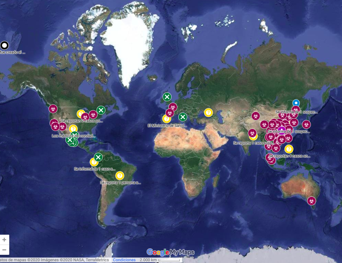 Usuarios usan Google para crear mapa sobre la expansión del coronavirus
