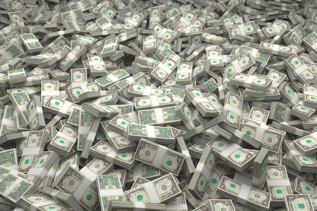 Money Piles Bundles of the latest $1 US Dollars Bills - Full Set of all bills