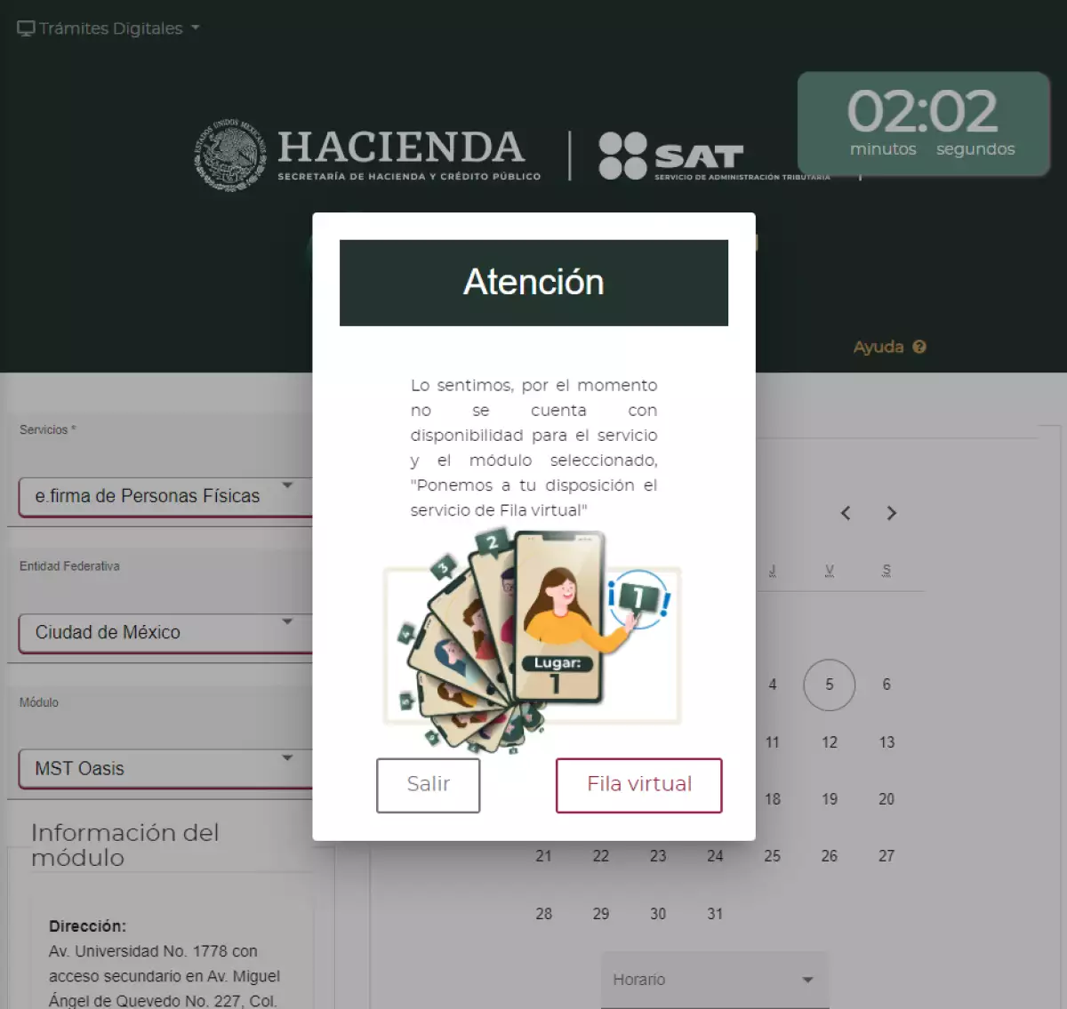 citas SAT fila virtual