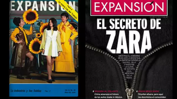 El negocio de la industria del vestido ha sido abordado en el escaparate de Expansión sin restringirse a lo superficial. Como ejemplo, estas portadas de mayo de 1970 y octubre de 2003.