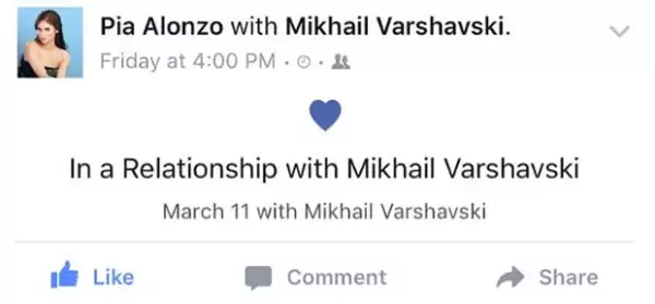 Con esta publicación, Pia confirmó su relación con el doctor más sexy del mundo.