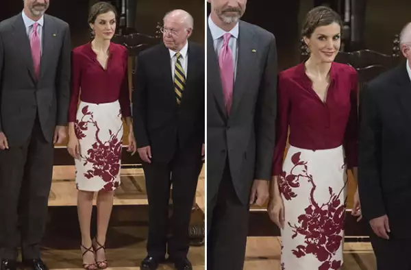Lady in Red! Letizia en un look nunca antes visto de Felipe Varela.