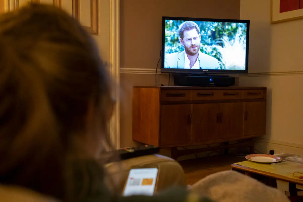 Woman Watches Harry And Meghan Oprah Interview