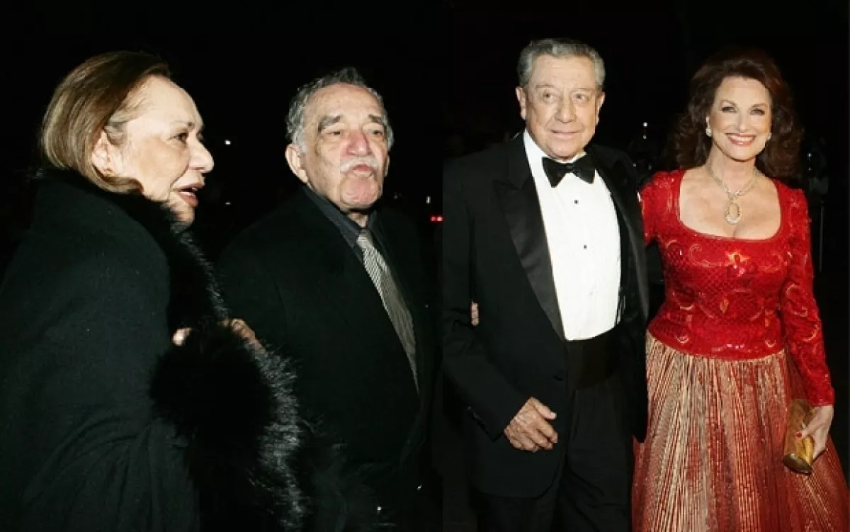 Mercedes Raquel Barcha, Gabriel García Márquez, Miguel Alemán y su esposa Christiane llegaron puntuales a la boda del año.