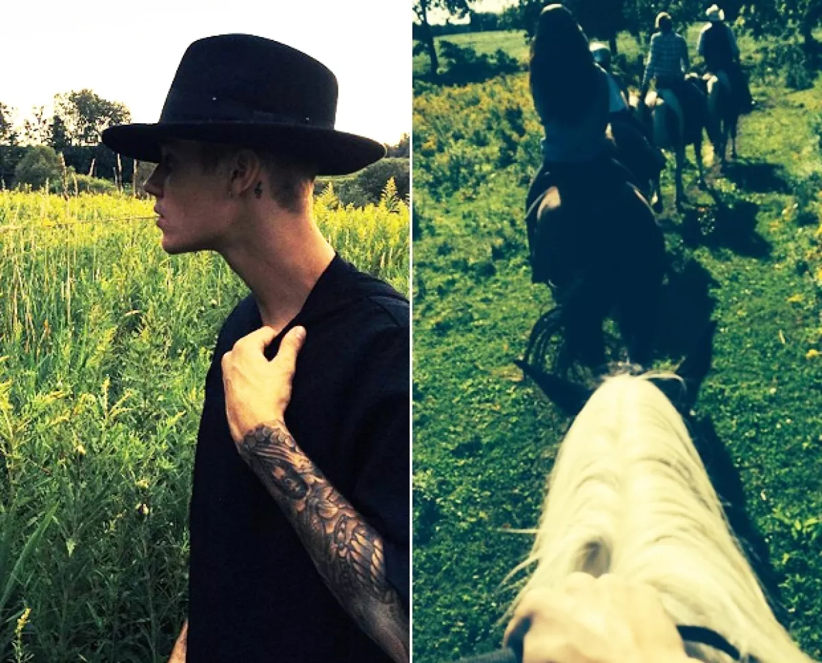 Fans comentaron la fotografía en Instagram, y es que es muy evidente que la chica del caballo adelante de Justin es Selena.