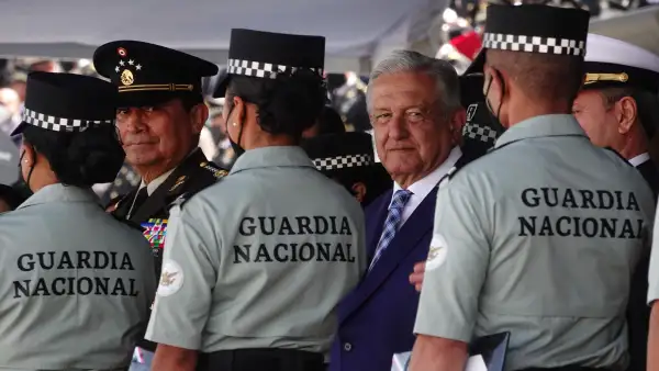 El expresidente Andrés Manuel López Obrador durante la ceremonia del tercer aniversario de la Guardia Nacional.