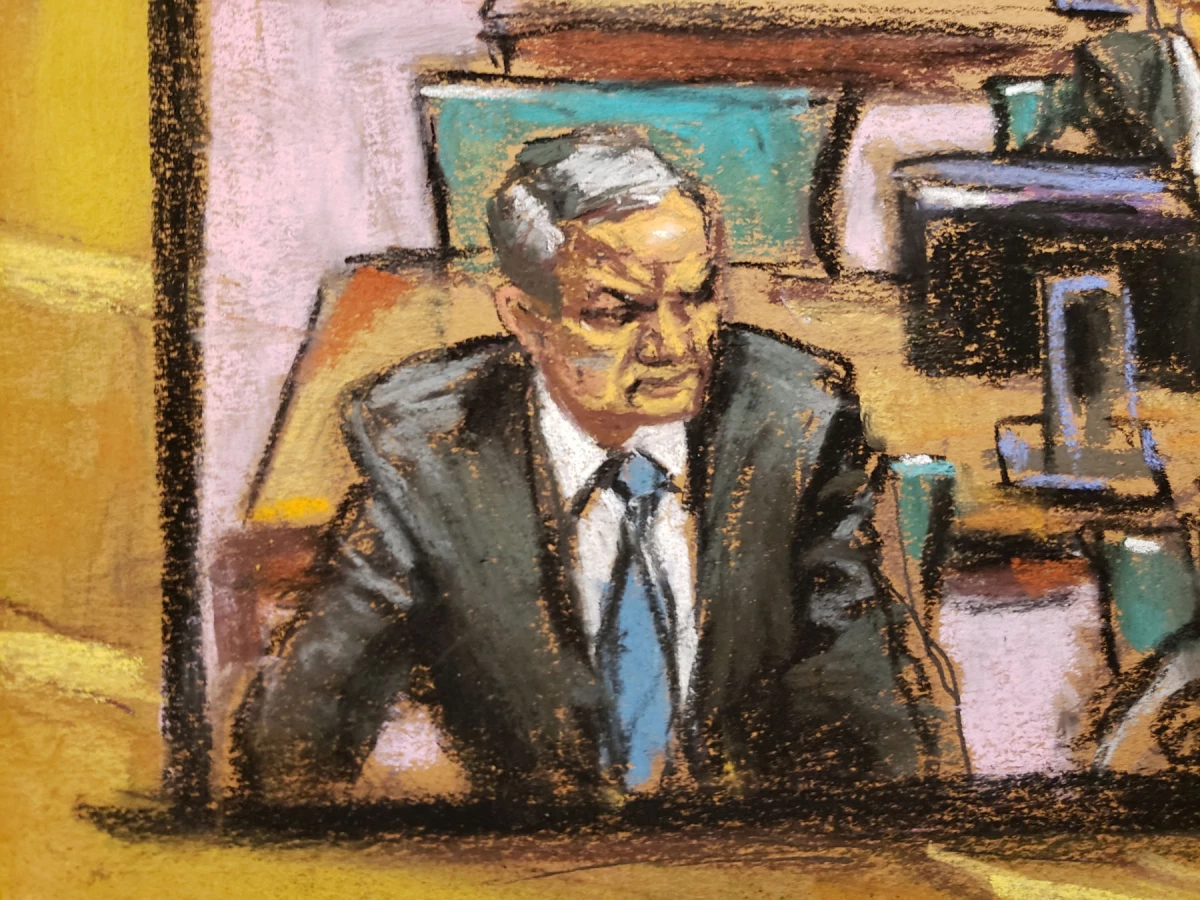 Former Mexican security secretary Genaro Garcia Luna appears on a screen while sitting in Brooklyn federal court