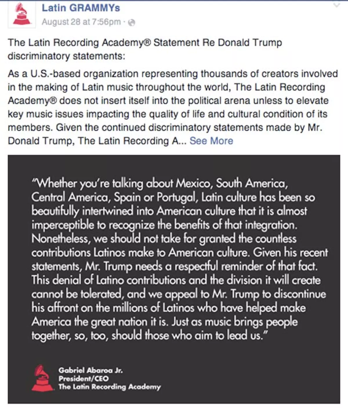 La academia de premiaciones lanzó un comunicado en sus redes sociales.