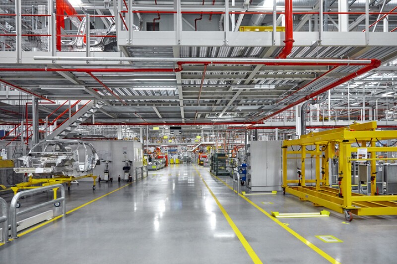 Empty walkway of automobile industry