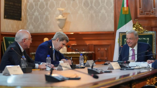 Mexican President Andres Manuel Lopez Obrador meets with U.S. climate envoy John Kerry, in Mexico City