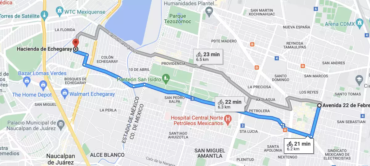 Ruta de la ciclovía metropolitana