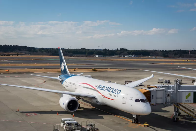 Aeromexico aircraft at Narita International Airport, Japan.