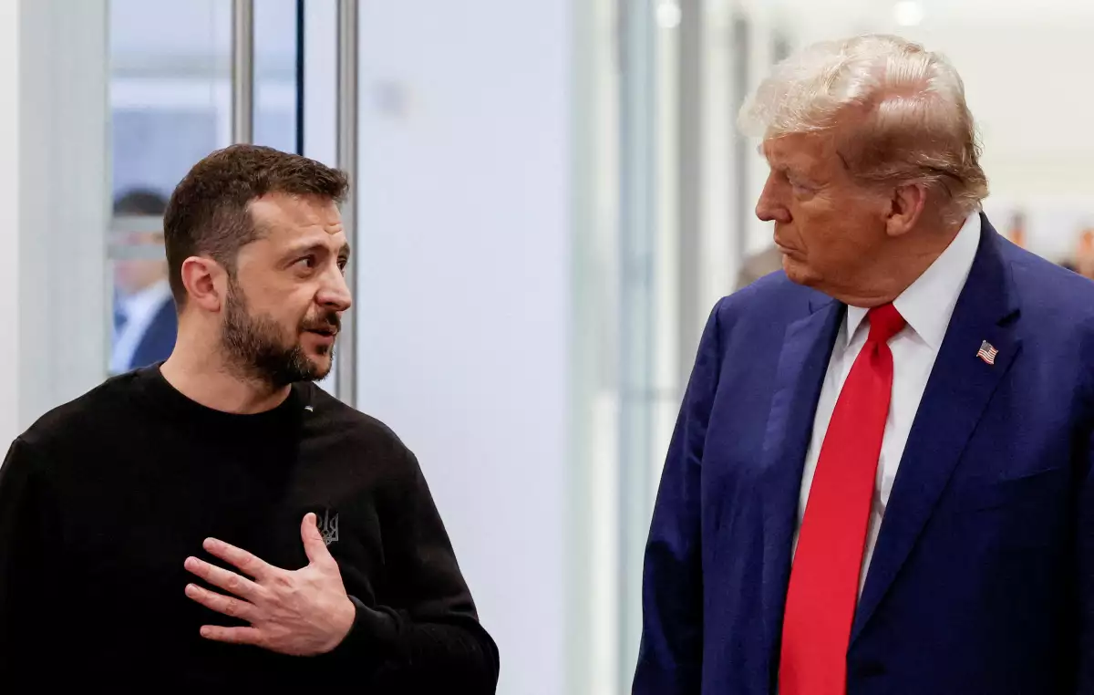 El candidato presidencial republicano y el expresidente de los Estados Unidos Donald Trump y el presidente de Ucrania Volodymyr Zelenskiy se reúnen en la Torre Trump en la ciudad de Nueva York, EE. UU., el 27 de septiembre de 2024 