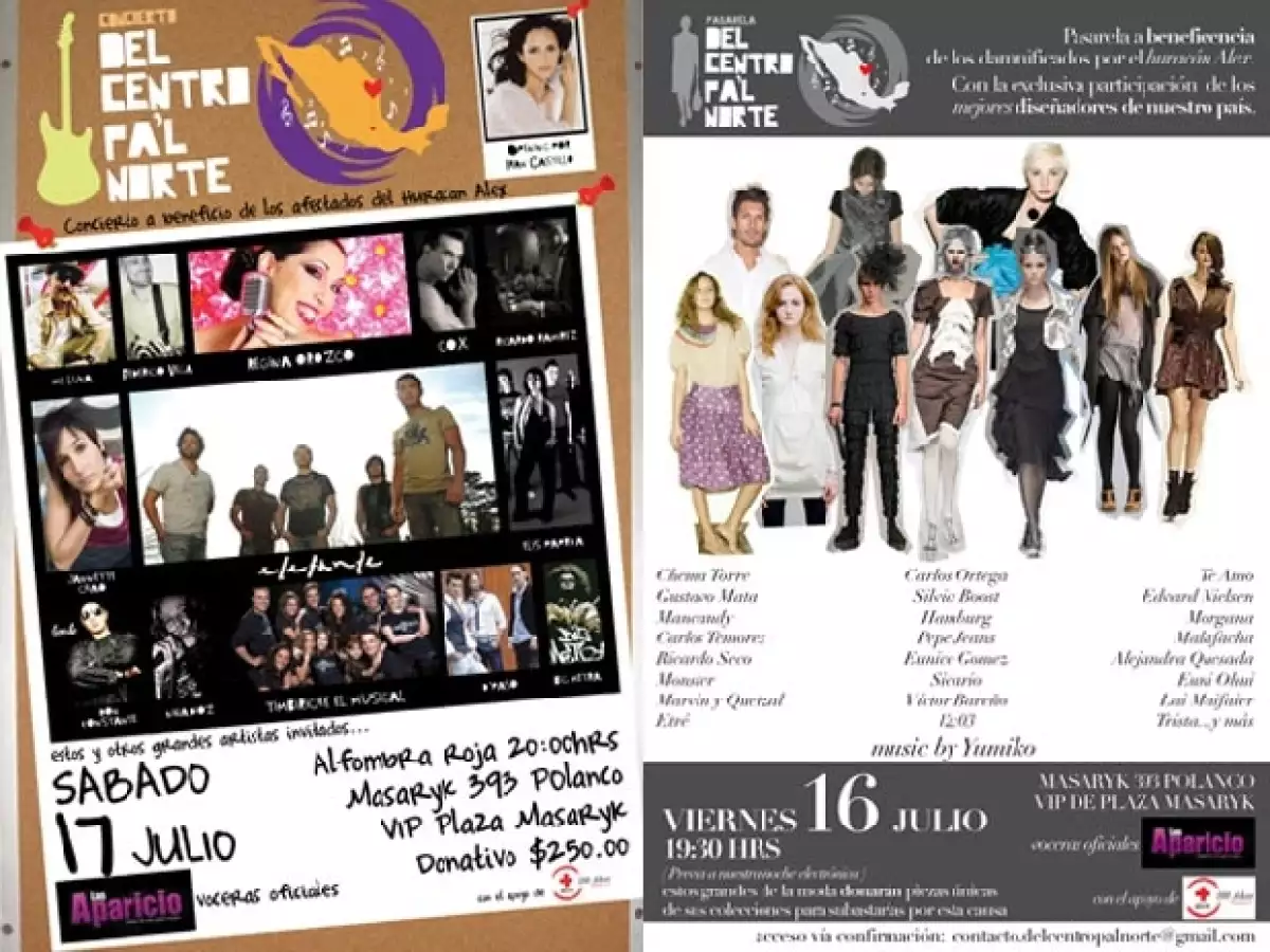 Más de 30 artistas, 20 diseñadores de moda y 10 agrupaciones musicales se unirán para apoyar a los damnificados del huracán que pegó en Nuevo León, Tamaulipas y Coahuila.