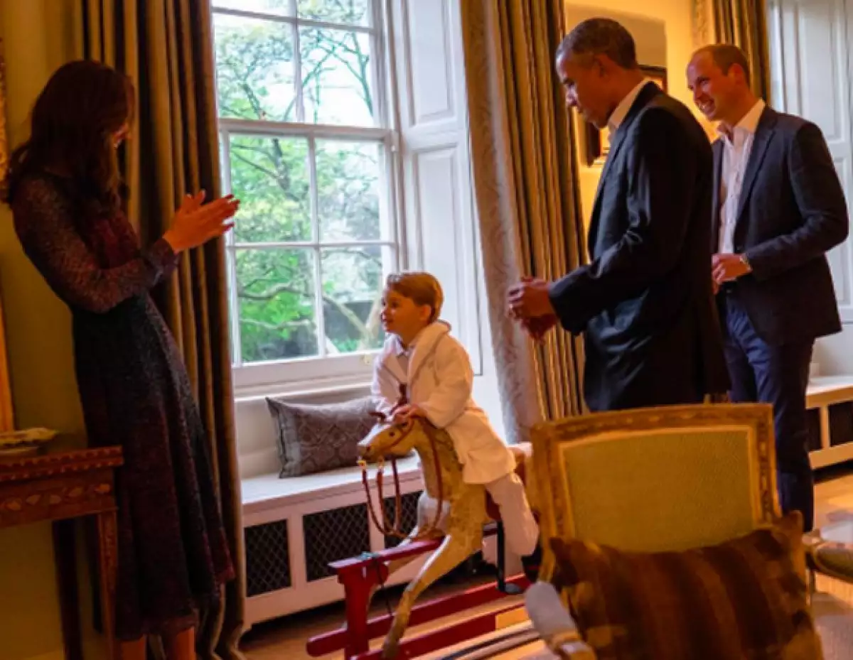 El pequeño príncipe lució adorable para conocer al presidente de Estados Unidos.