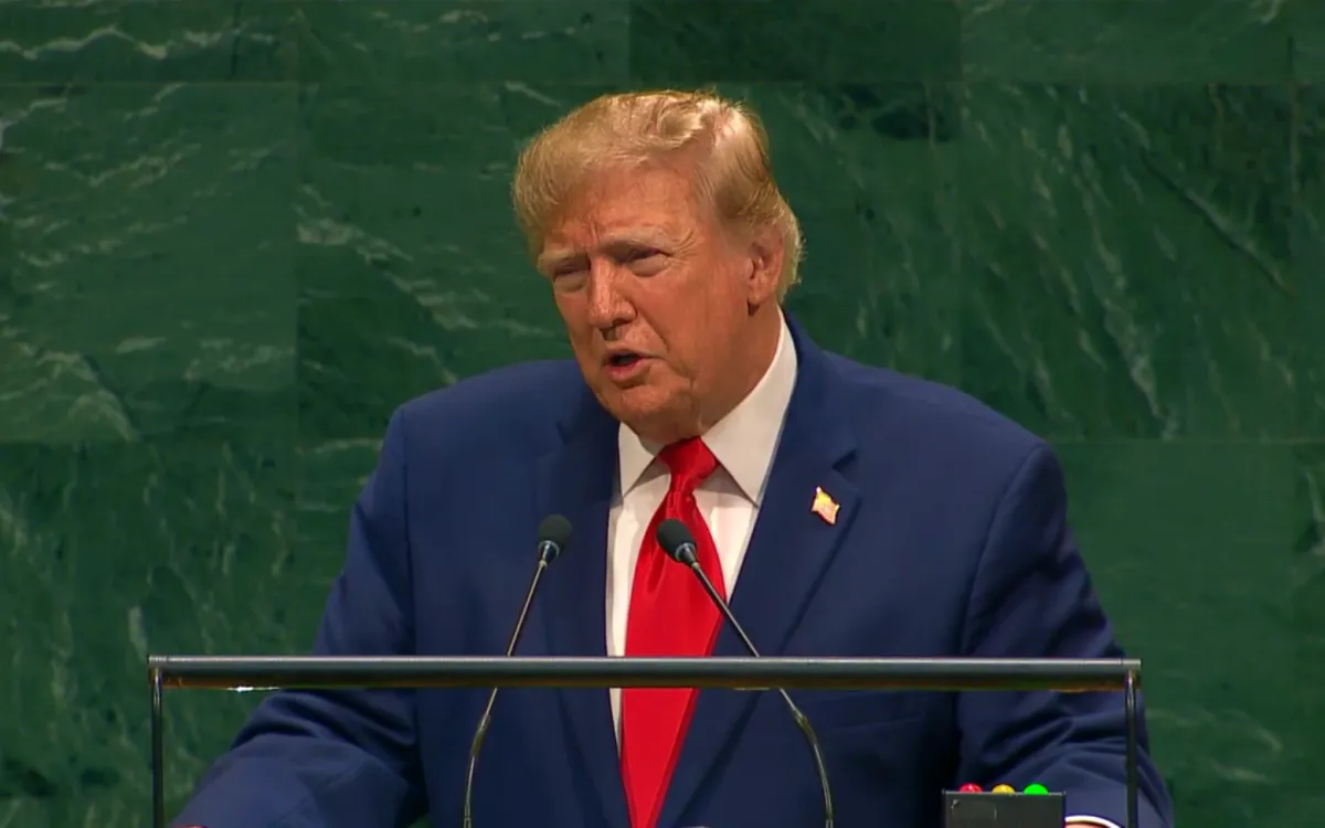 Donald Trump, presidente de EU, hablando ante la Asamblea General de la ONU.