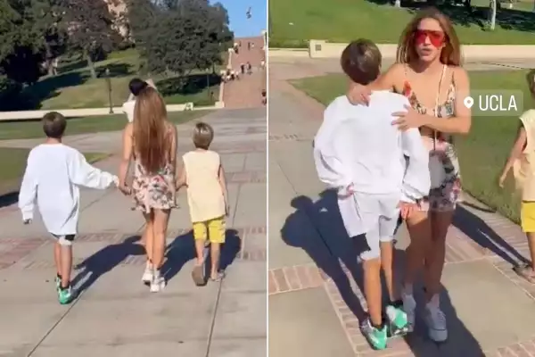 Shakira y sus hijos en el campus de UCLA