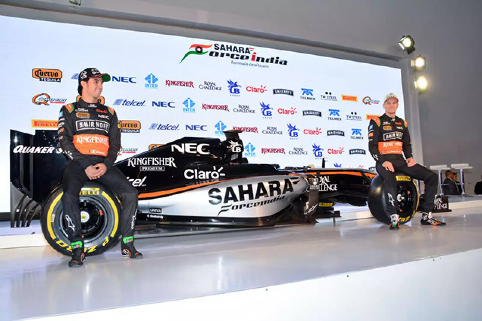 Los Pilotos Checo Pérez y Nico Hulkenberg.