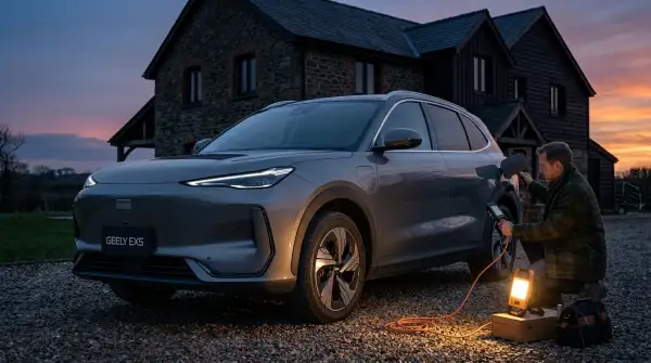 La Geely EX5 es la única SUV eléctrica que le permite al usuario conectar aparatos para cargar o recibir energía para su funcionamiento.