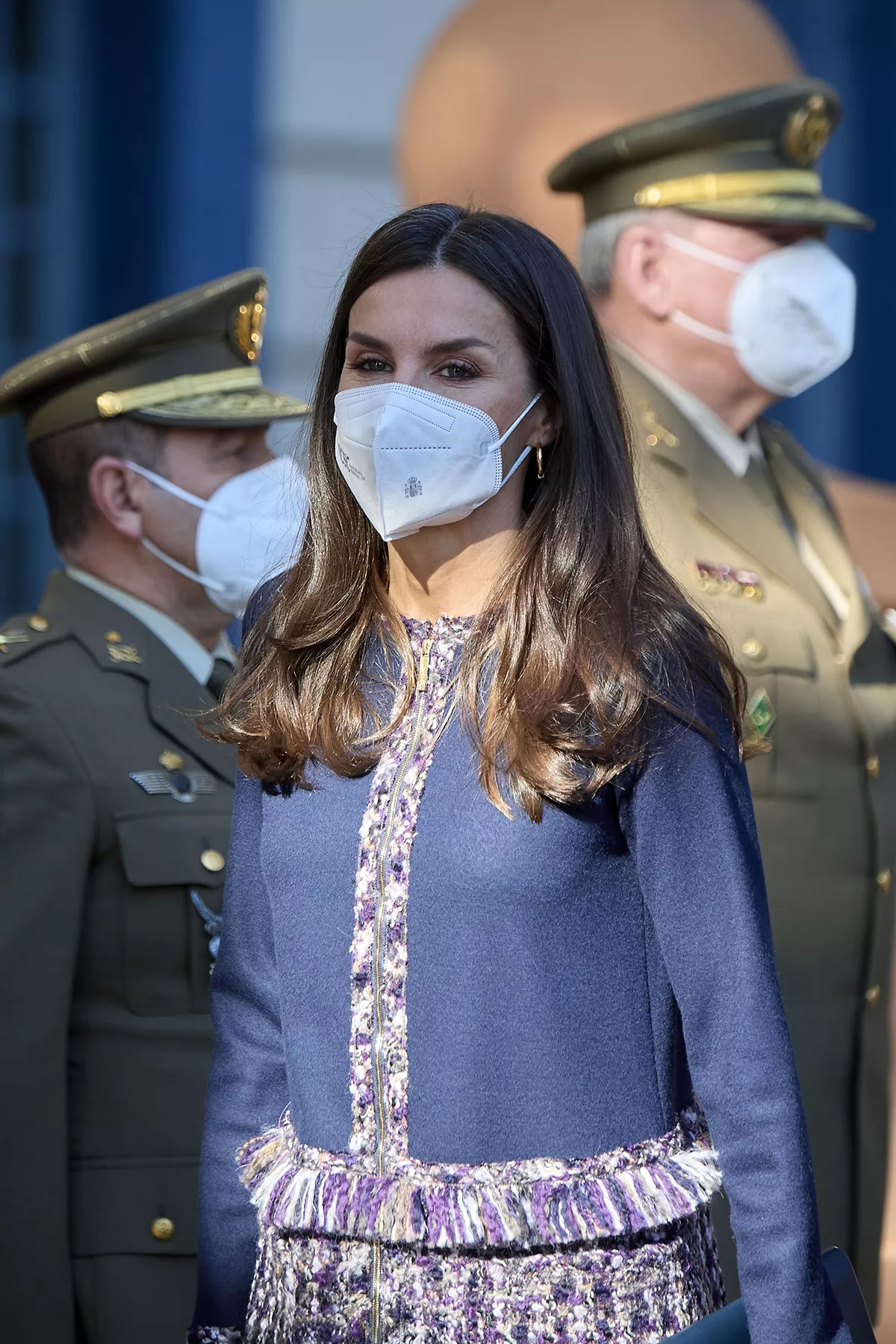 Queen Letizia of Spain Arrives To A Meeting On The Occasion Of The 150th Anniversary Of The Patronage of the Orphans of the Army