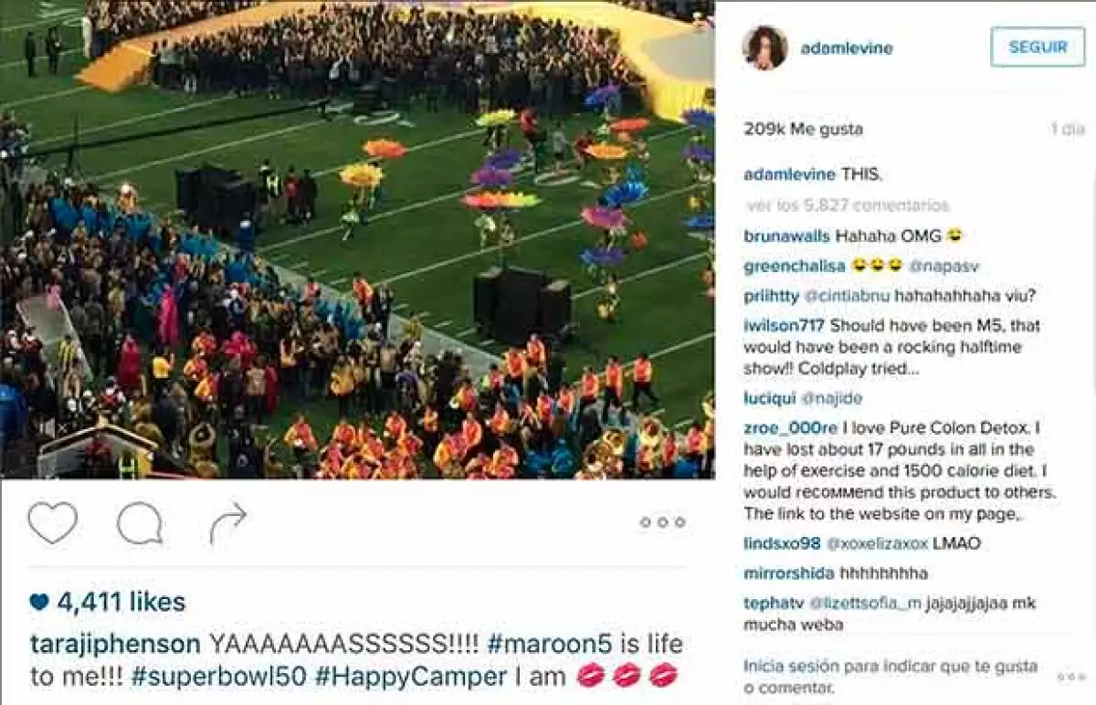 Con sentido del humor, Adam Levien, líder de Maroon 5, compartió la prueba del error.