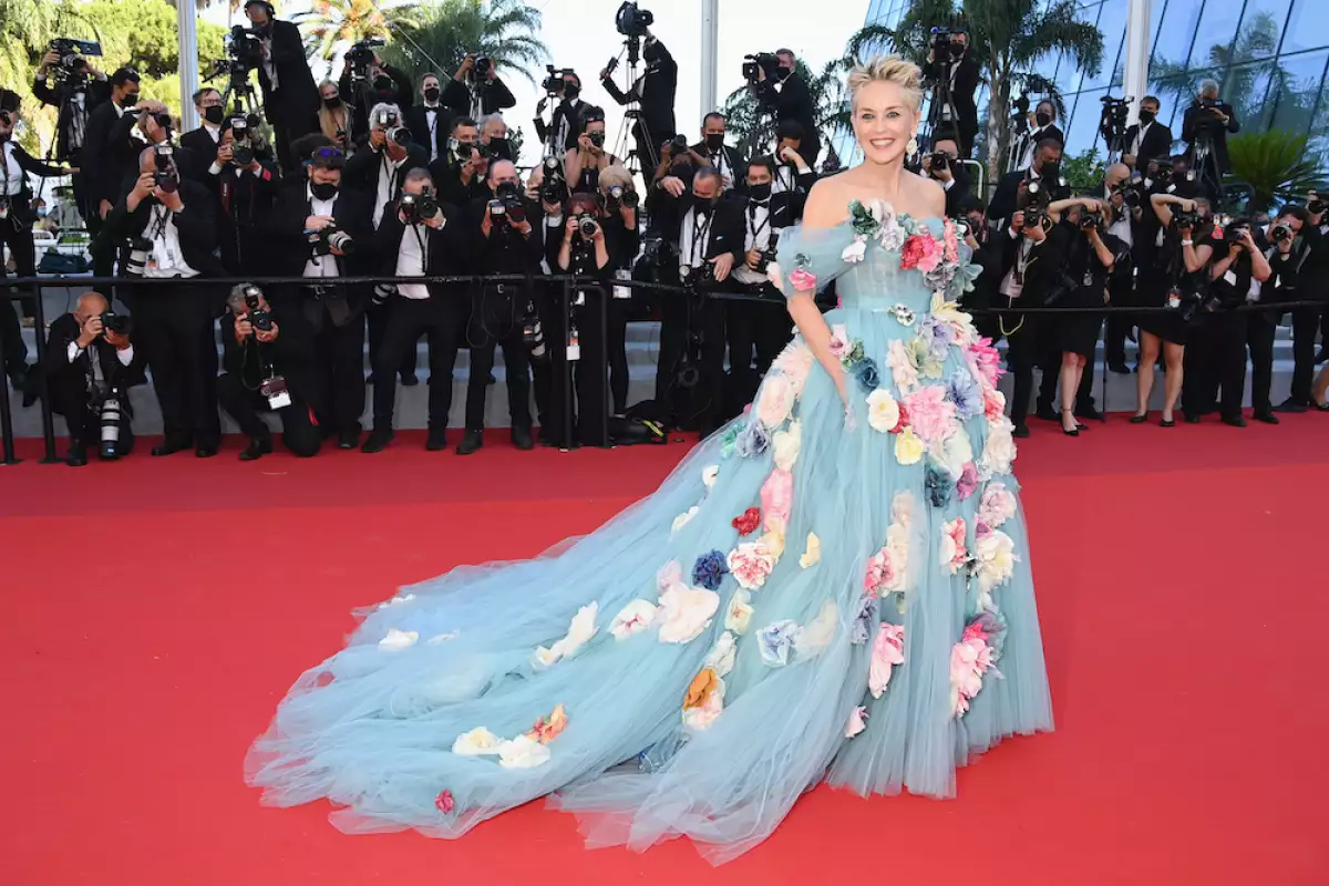 Sharone Stone con un vestido de Dlce & Gabbana en Cannes. 