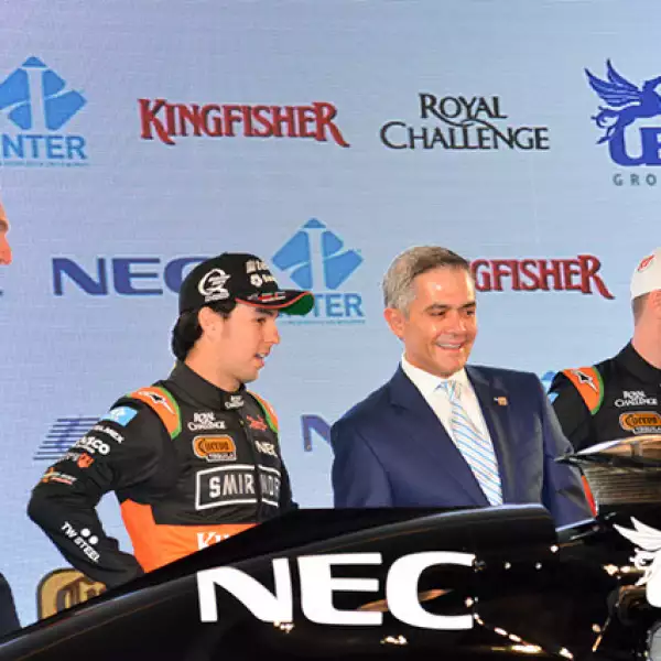 Carlos Slim Domit,Francisco Maza,Checo Pérez,Miguel Ángel Mancera,Nico Hulkenberg