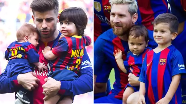 Gerard Piqué junto a sus hijos Milan y Sasha.